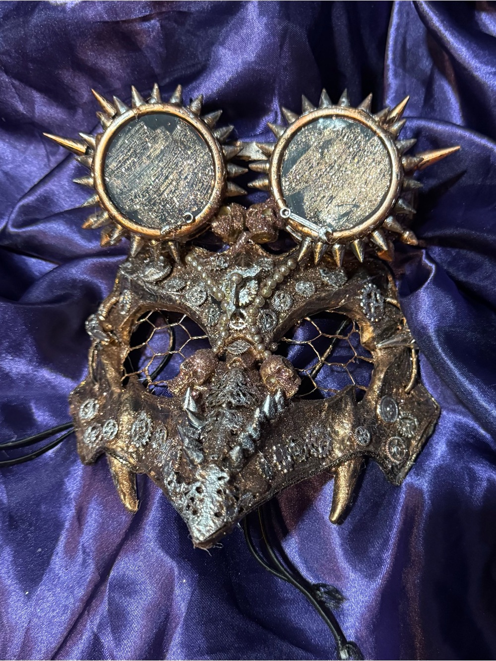 Handcrafted Metallic copper/silver animal Steampunk Mask